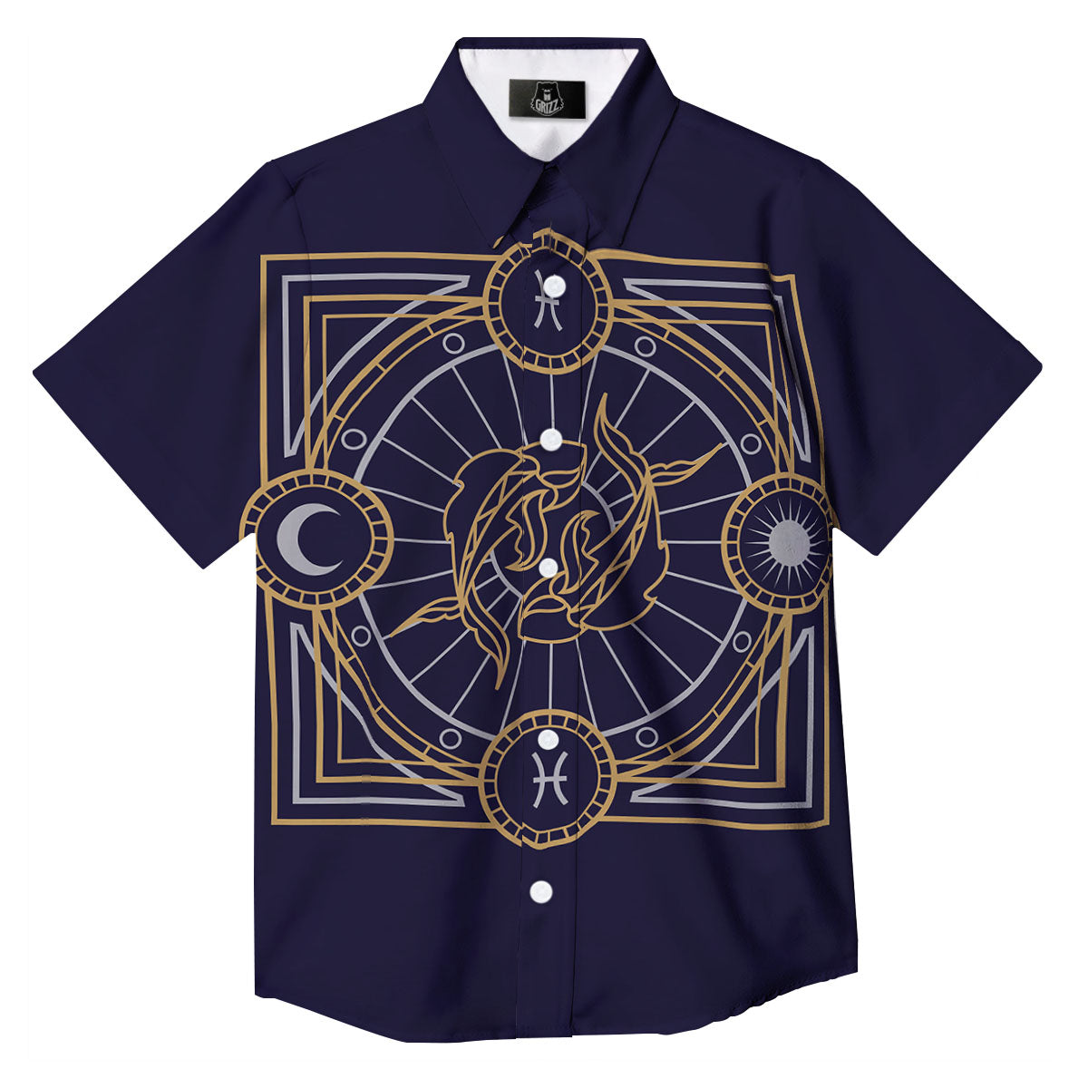 Signs Astrological And Pisces Print Button Up Shirt-grizzshop