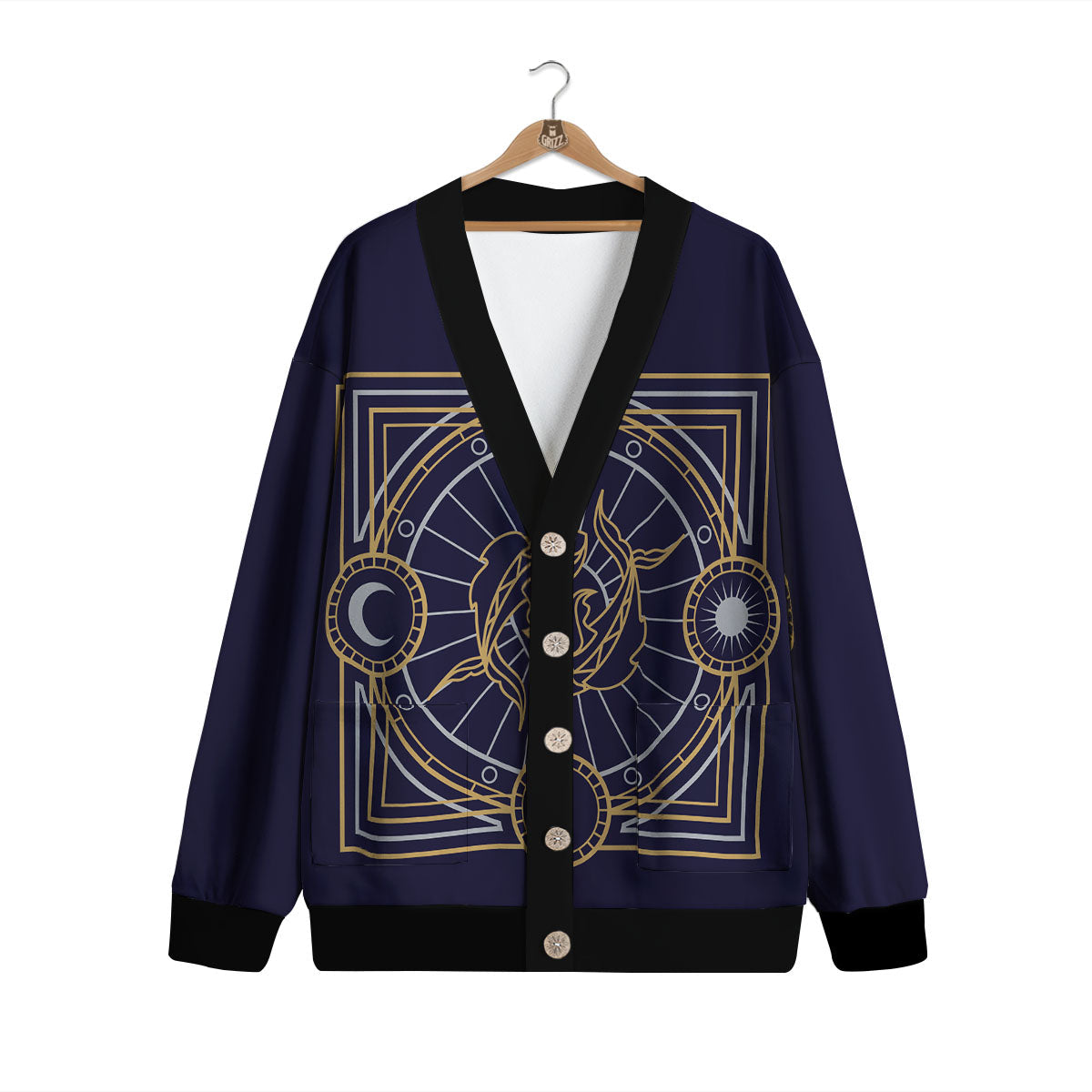 Signs Astrological And Pisces Print Cardigan-grizzshop