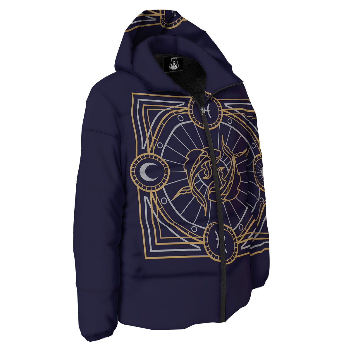 Signs Astrological And Pisces Print Down Jacket-grizzshop