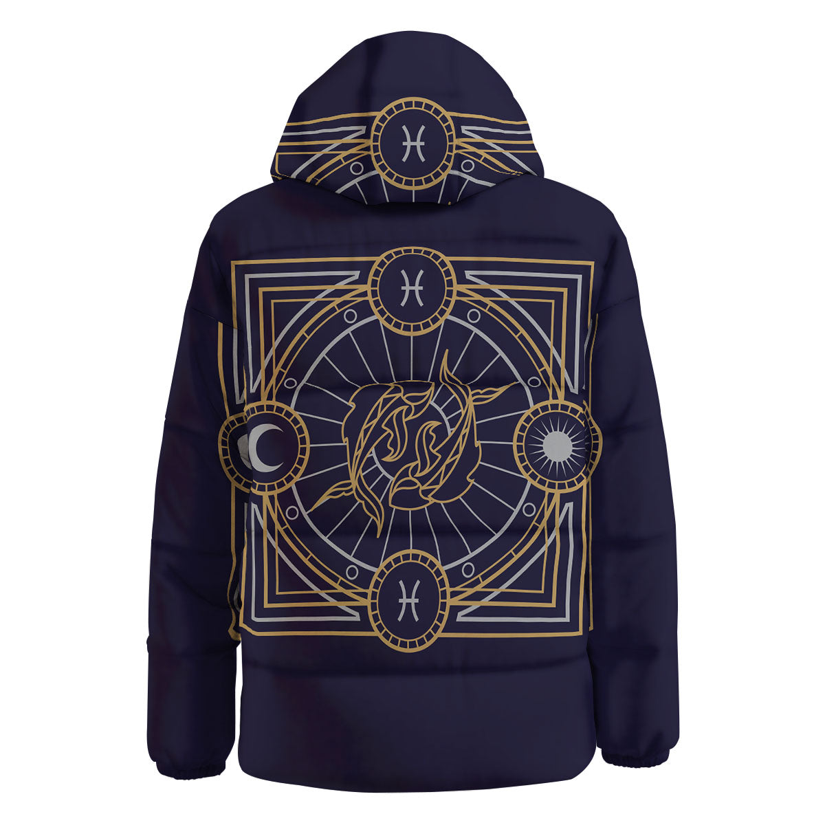 Signs Astrological And Pisces Print Down Jacket-grizzshop