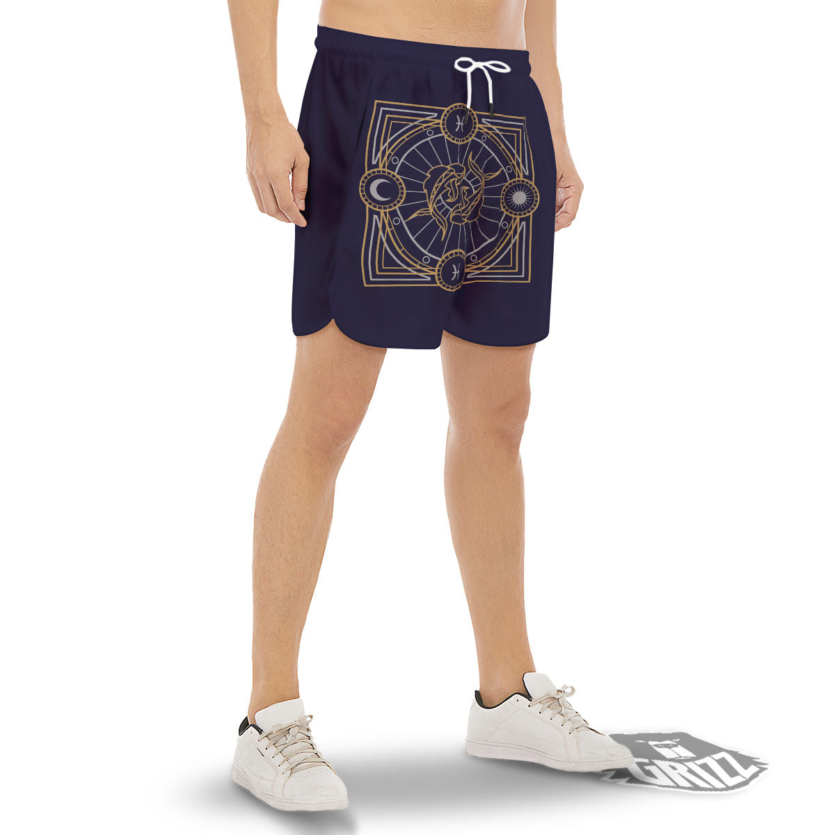 Signs Astrological And Pisces Print Men's Gym Shorts-grizzshop