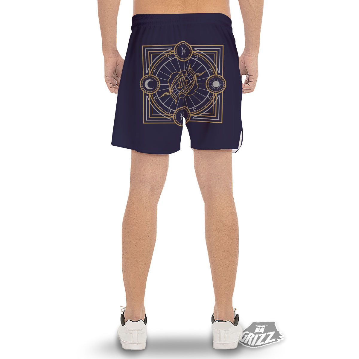 Signs Astrological And Pisces Print Men's Gym Shorts-grizzshop