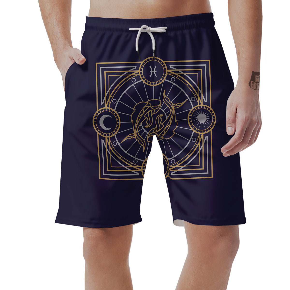 Signs Astrological And Pisces Print Men's Shorts-grizzshop