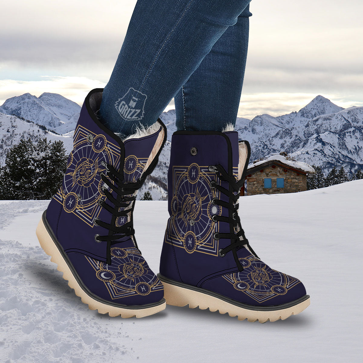 Signs Astrological And Pisces Print Snow Boots-grizzshop