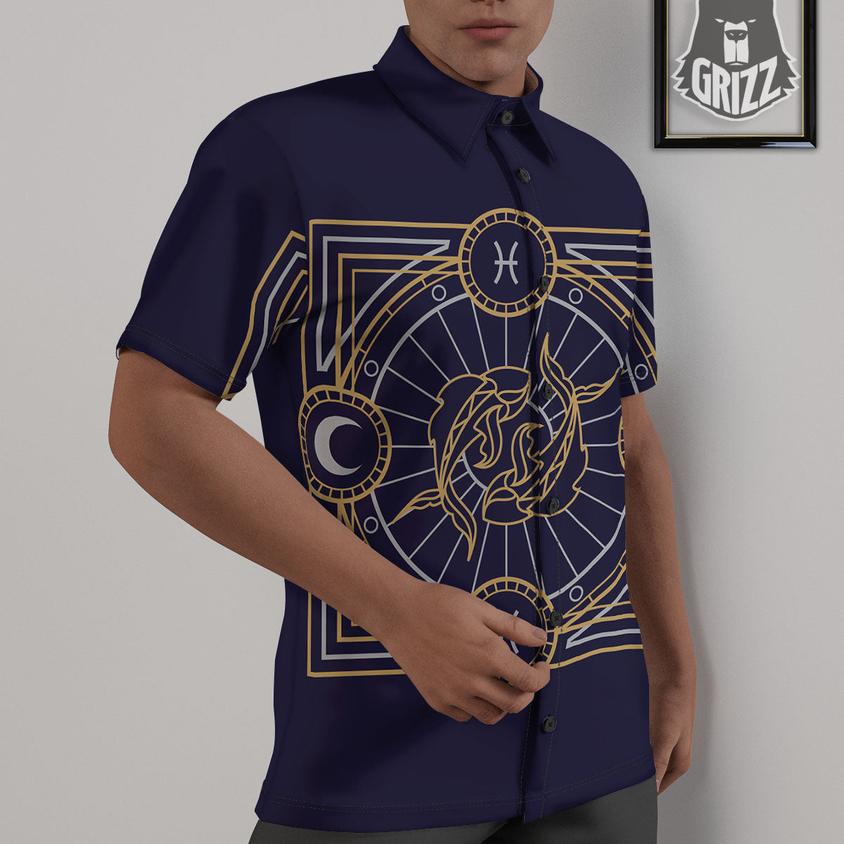 Signs Astrological And Pisces Print Untucked Shirts-grizzshop
