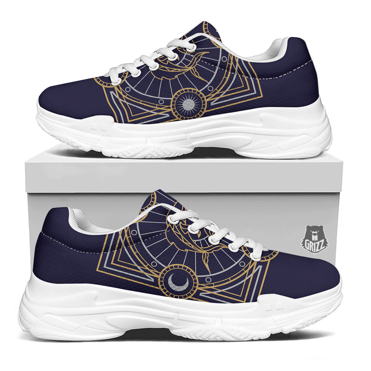 Signs Astrological And Pisces Print White Chunky Shoes-grizzshop