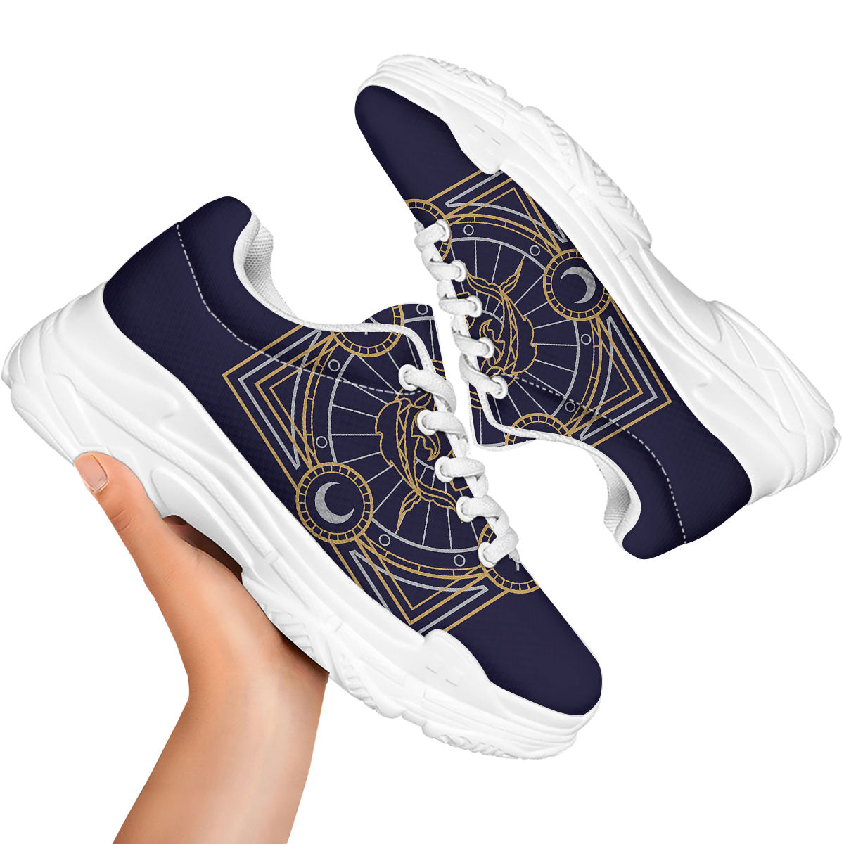 Signs Astrological And Pisces Print White Chunky Shoes-grizzshop
