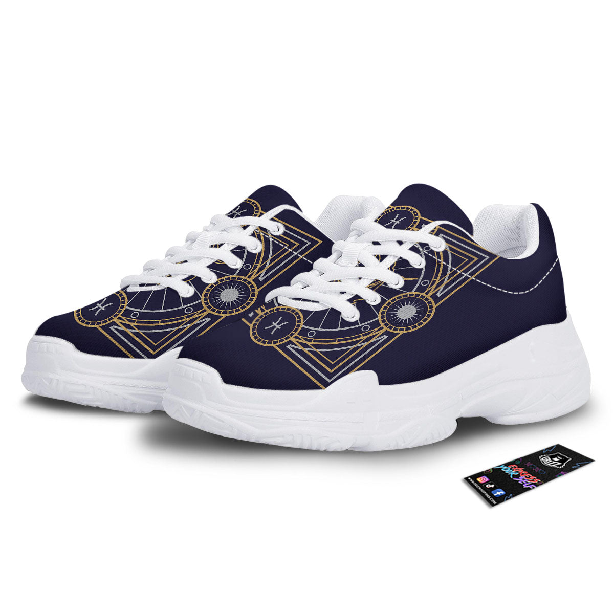 Signs Astrological And Pisces Print White Chunky Shoes-grizzshop