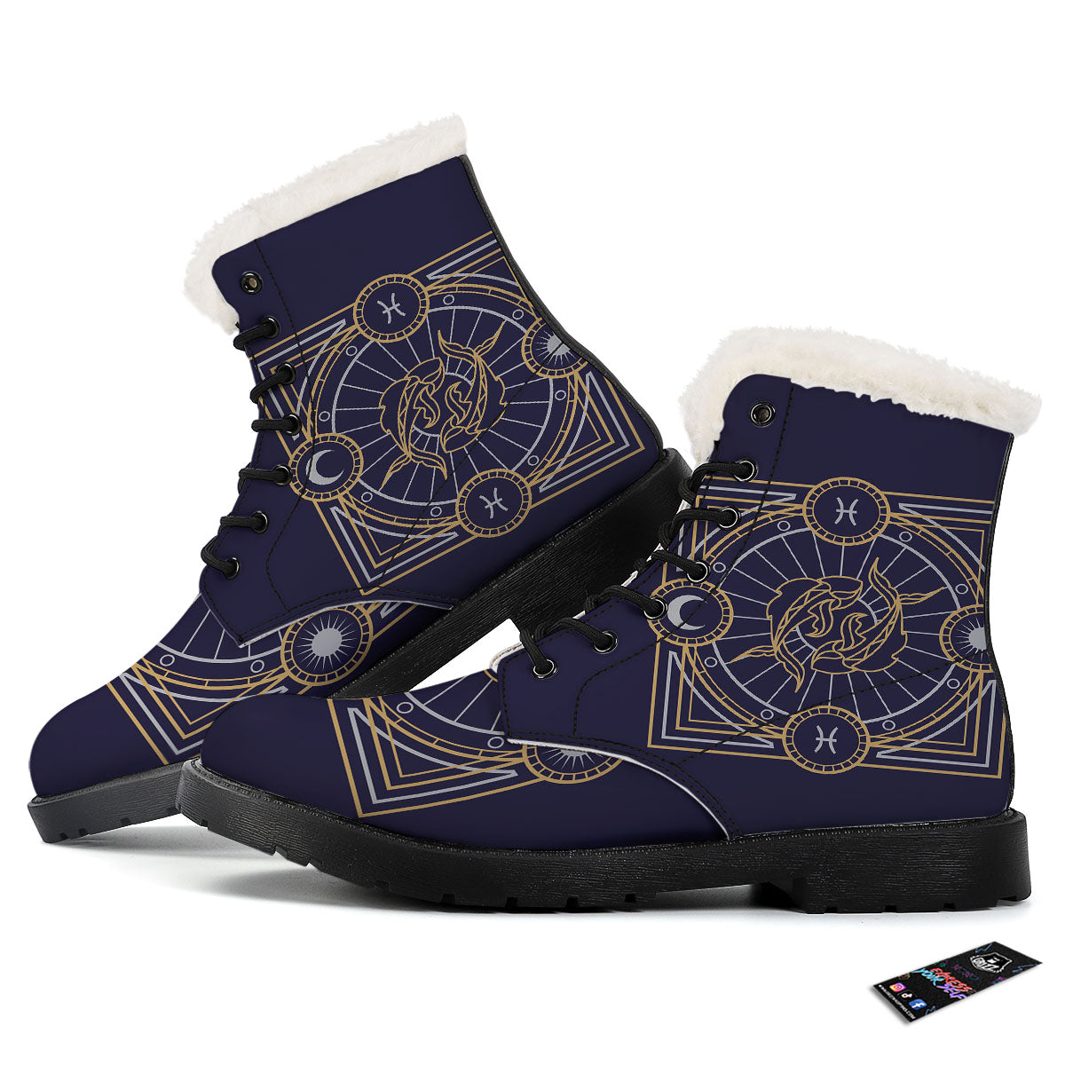 Signs Astrological And Pisces Print Winter Boots-grizzshop