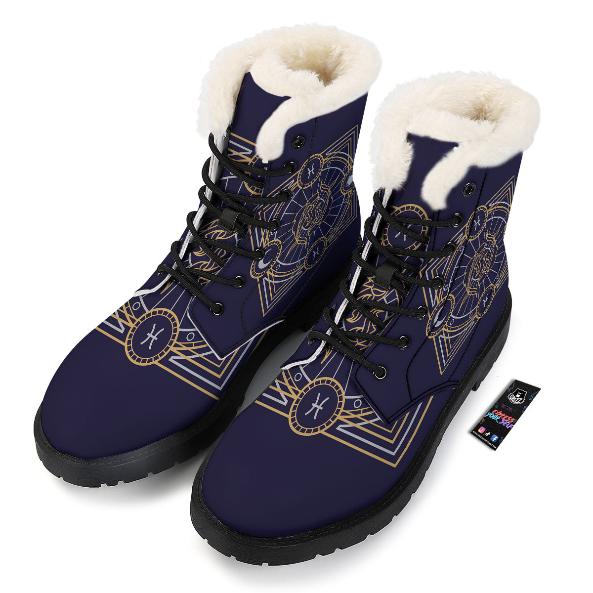 Signs Astrological And Pisces Print Winter Boots-grizzshop