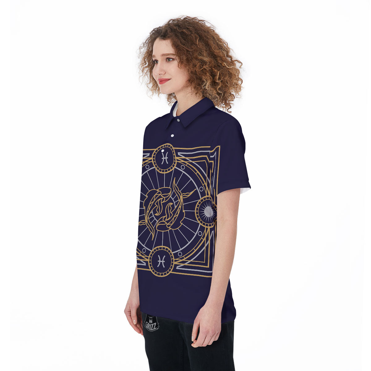 Signs Astrological And Pisces Print Women's Golf Shirts-grizzshop