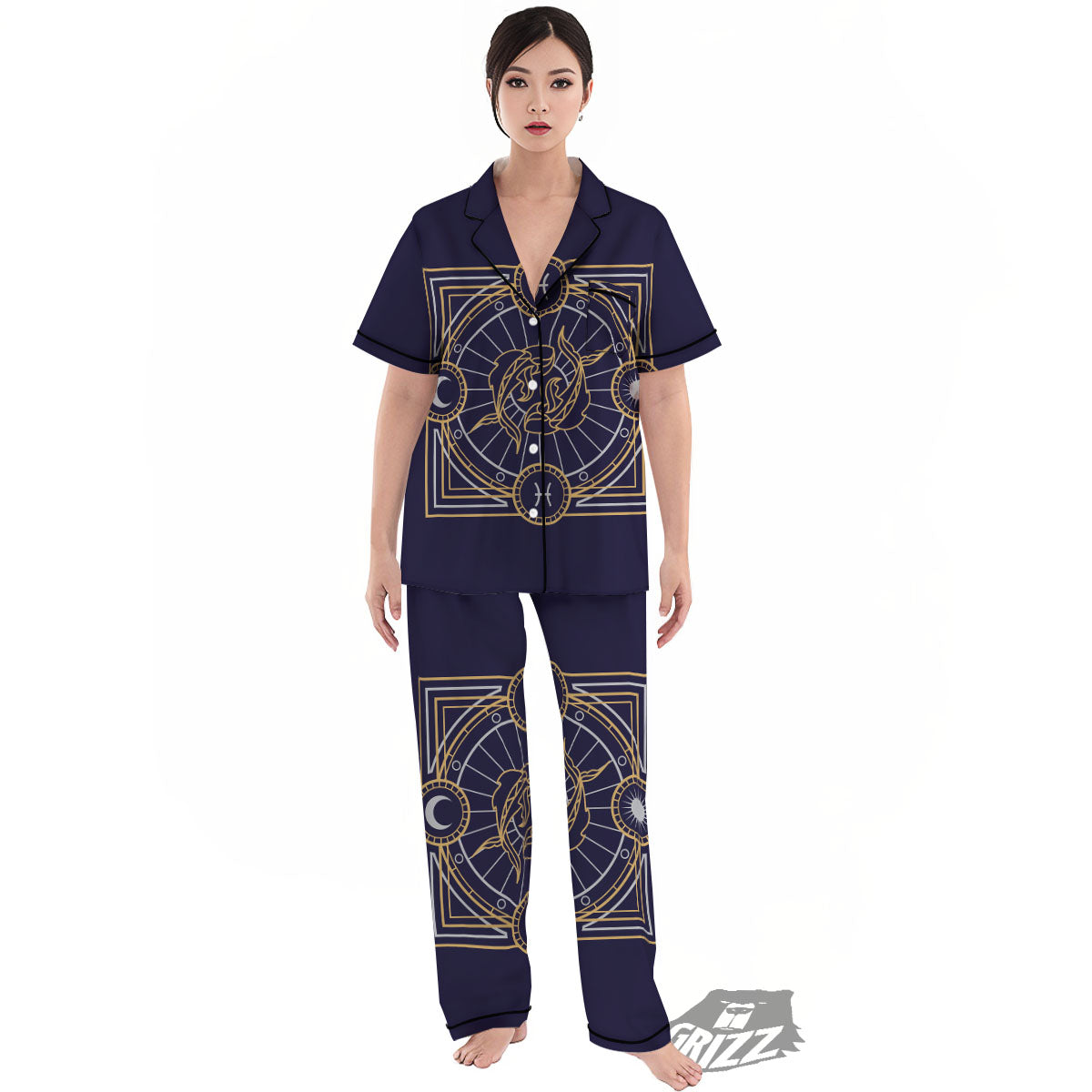 Signs Astrological And Pisces Print Women's Pajamas Set-grizzshop