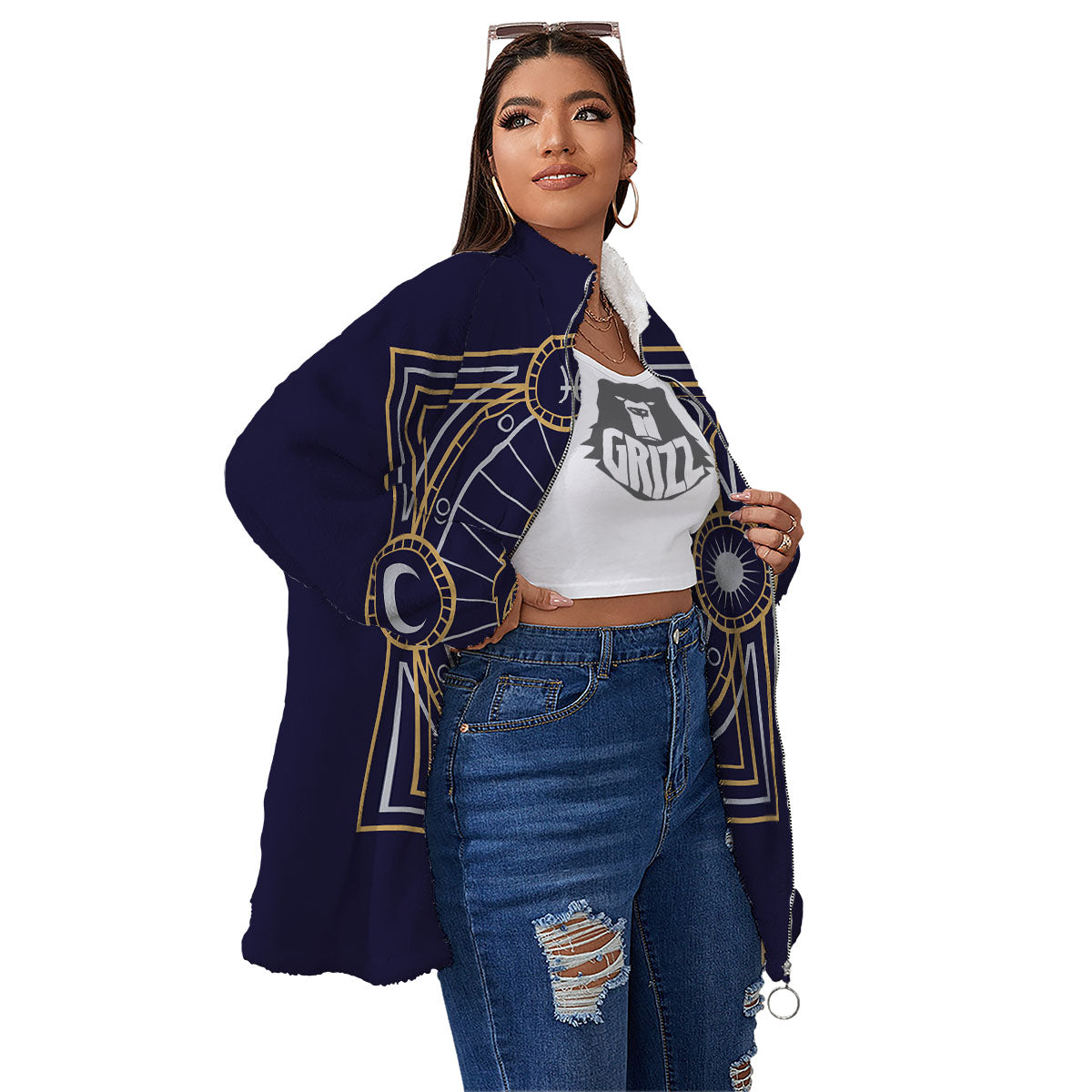 Signs Astrological And Pisces Print Women's Sherpa Jacket-grizzshop