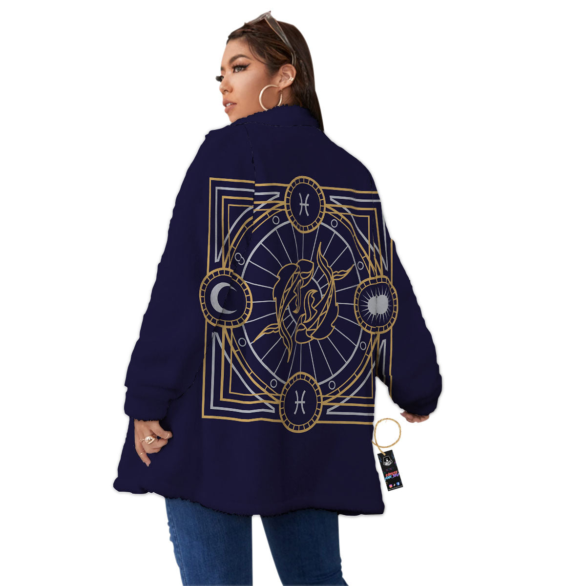 Signs Astrological And Pisces Print Women's Sherpa Jacket-grizzshop