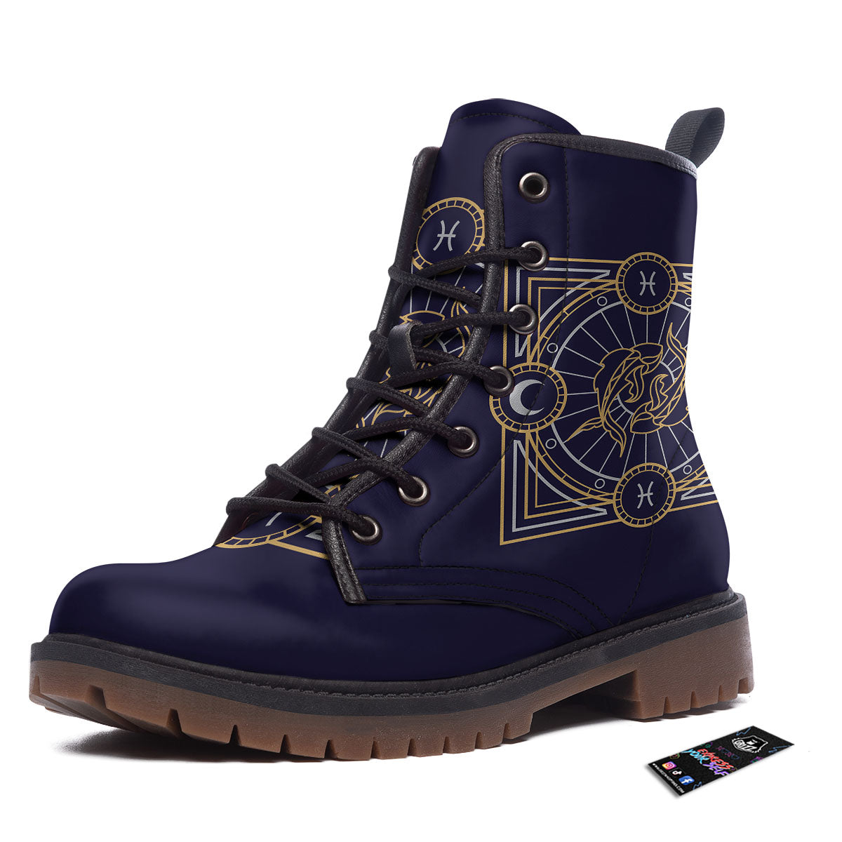 Signs Astrological And Pisces Print Work Boots-grizzshop