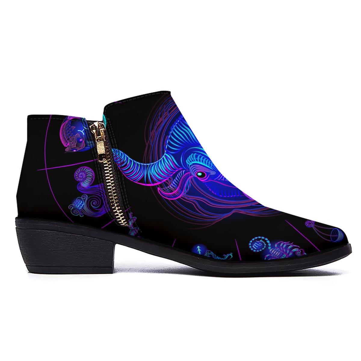 Signs Astrological And Taurus Print Ankle Boots-grizzshop