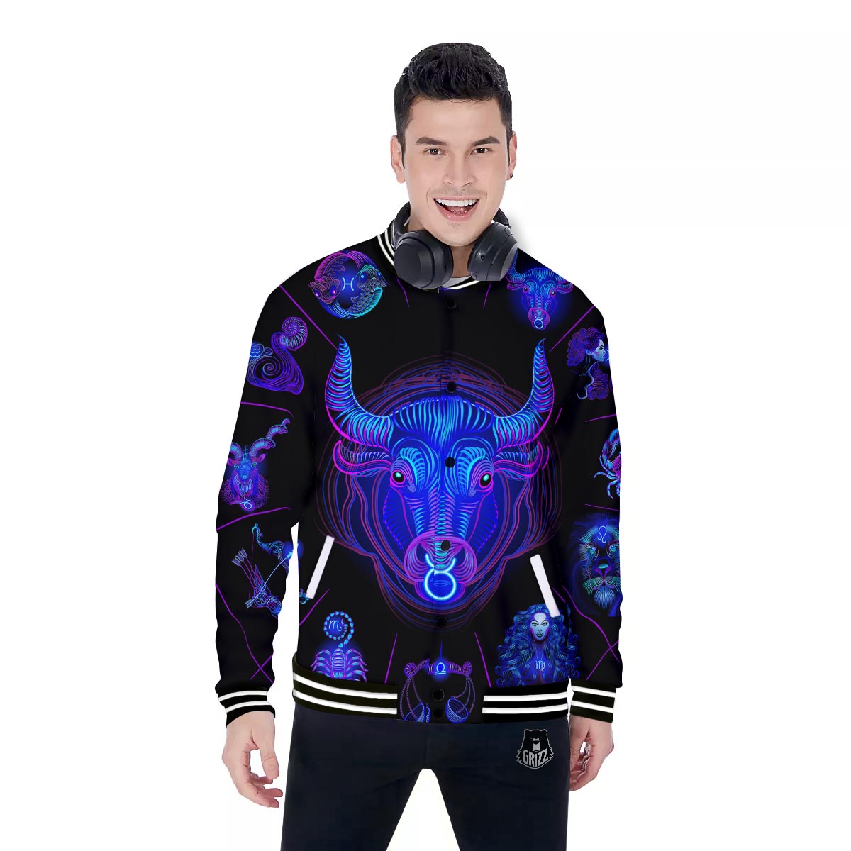 Signs Astrological And Taurus Print Baseball Jacket-grizzshop