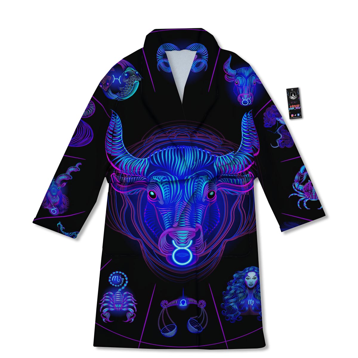 Signs Astrological And Taurus Print Bathrobe-grizzshop