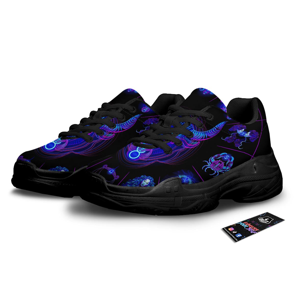 Signs Astrological And Taurus Print Black Chunky Shoes-grizzshop