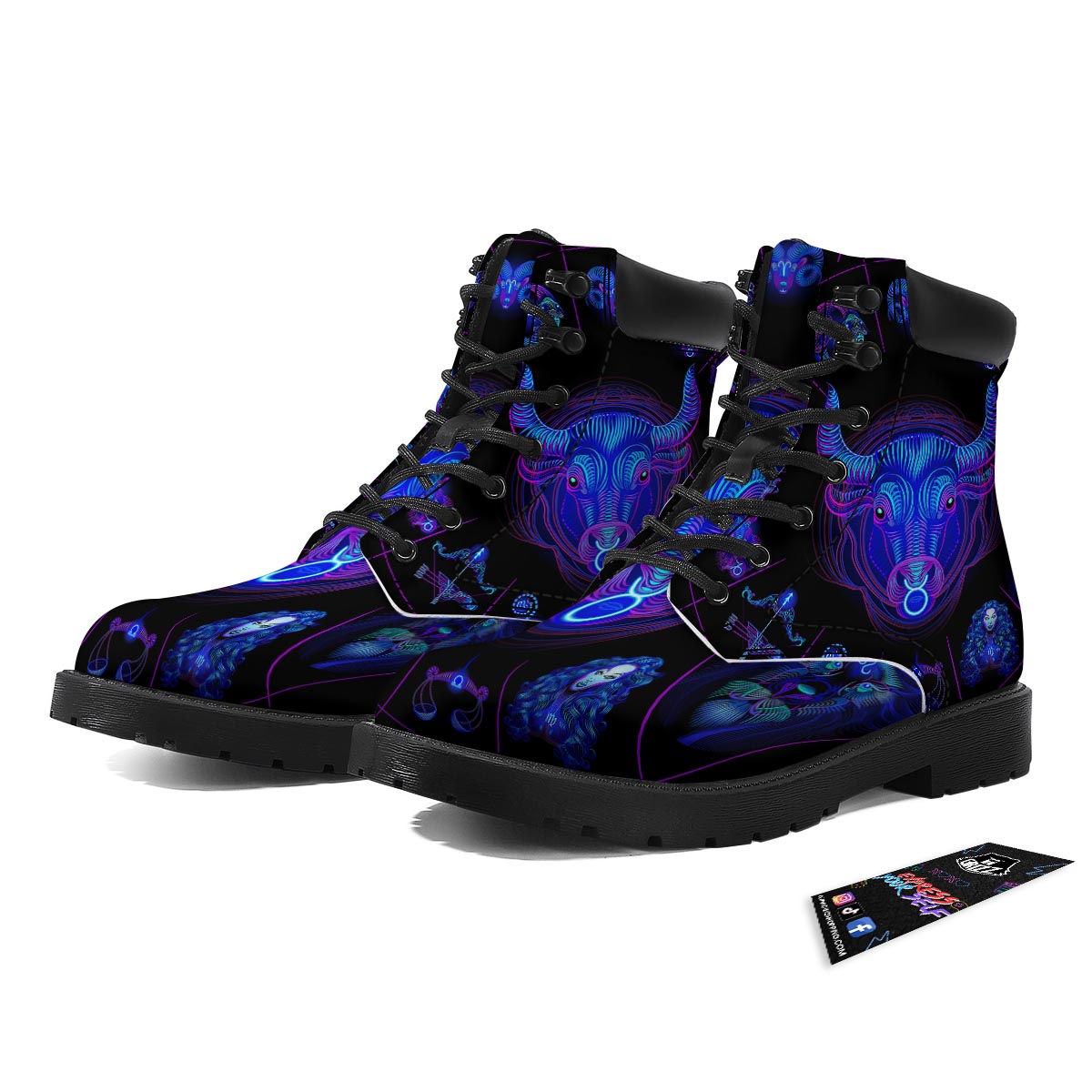 Signs Astrological And Taurus Print Boots-grizzshop