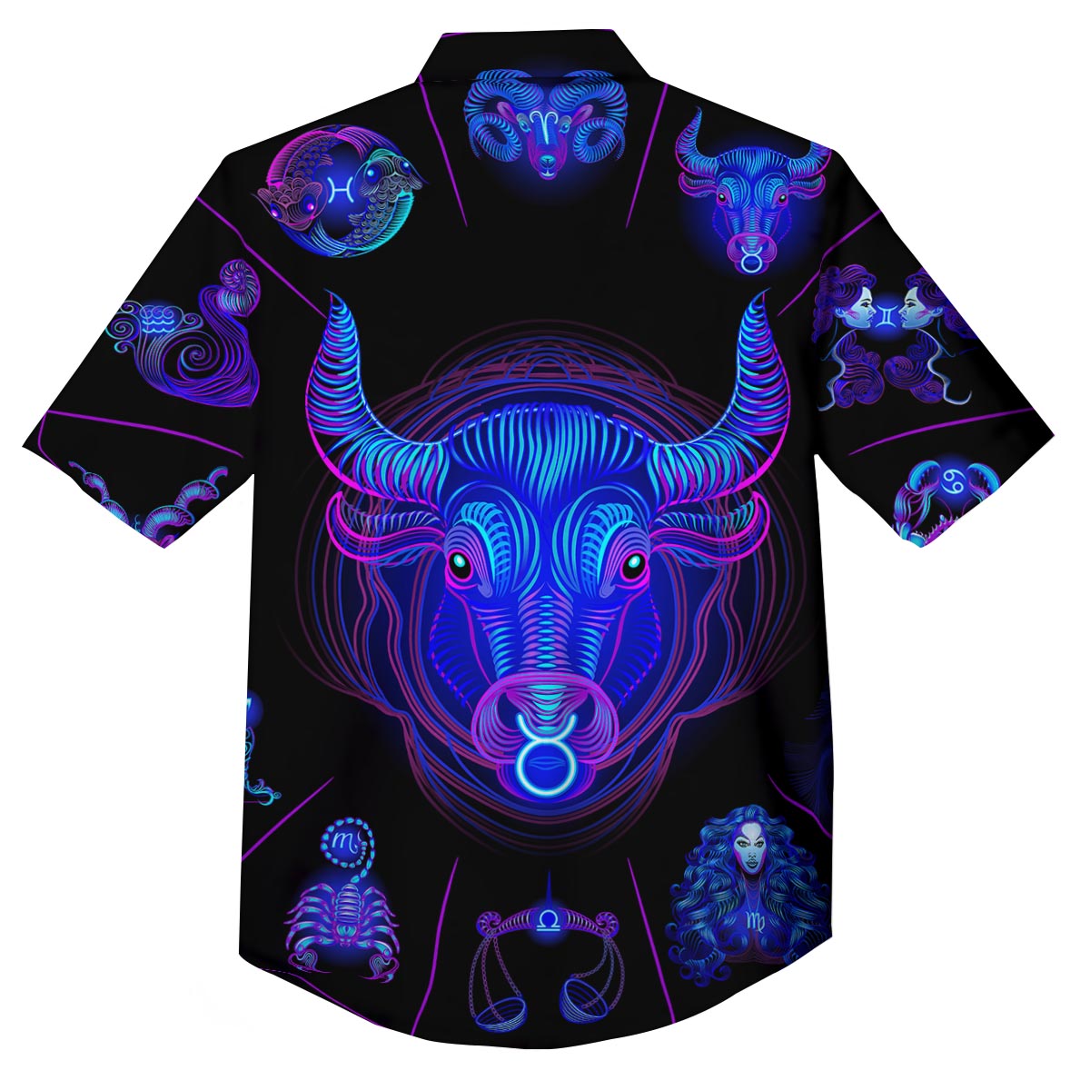 Signs Astrological And Taurus Print Button Up Shirt-grizzshop