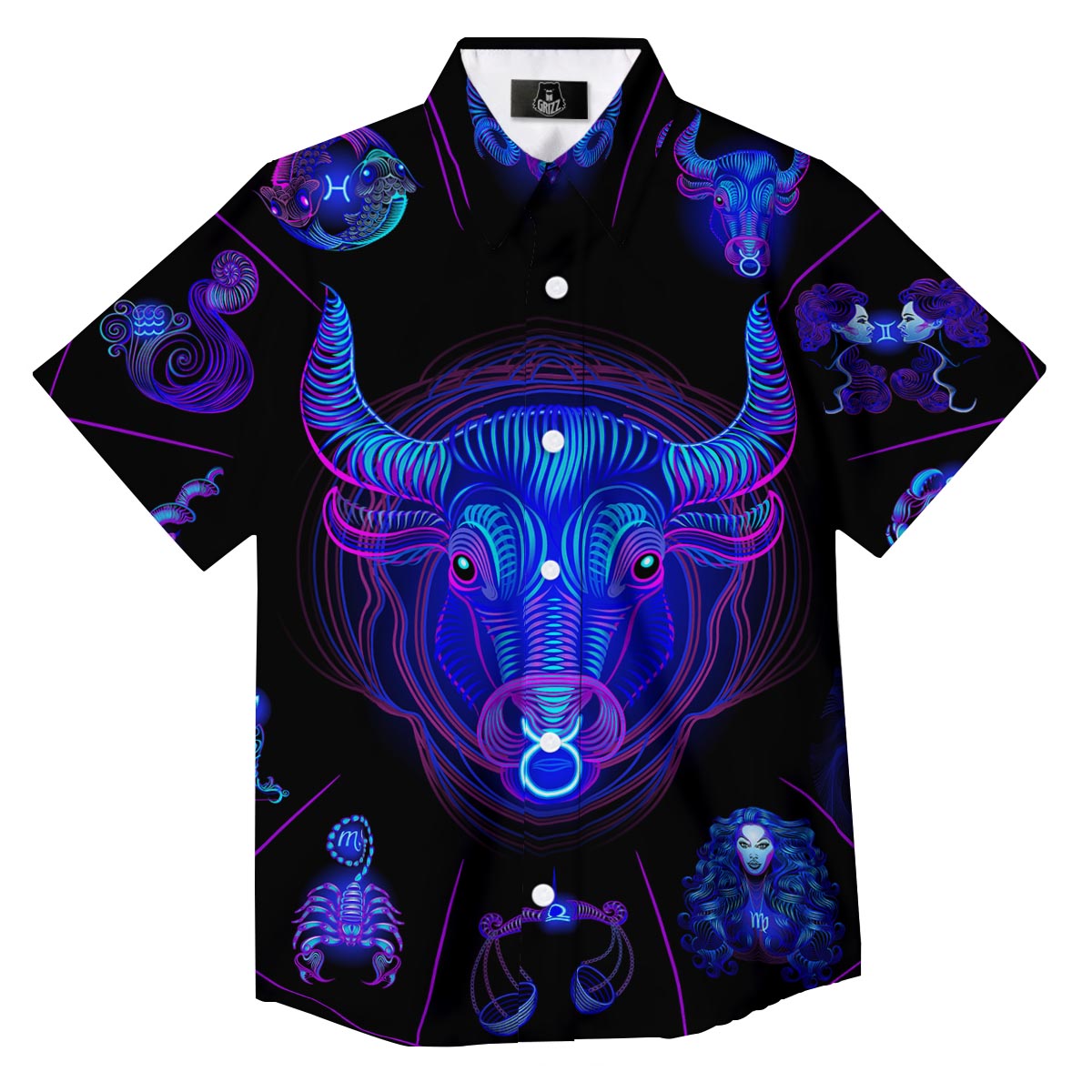 Signs Astrological And Taurus Print Button Up Shirt-grizzshop