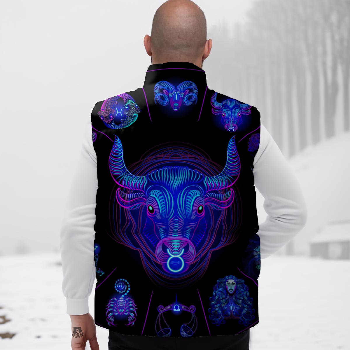 Signs Astrological And Taurus Print Down Vest