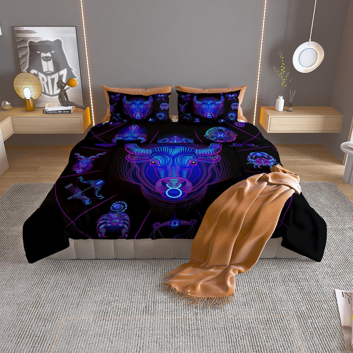 Signs Astrological And Taurus Print Duvet Cover Bedding Set