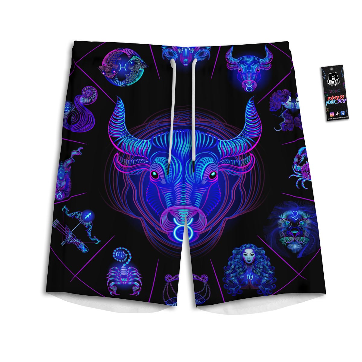 Signs Astrological And Taurus Print Men's Athletic Shorts