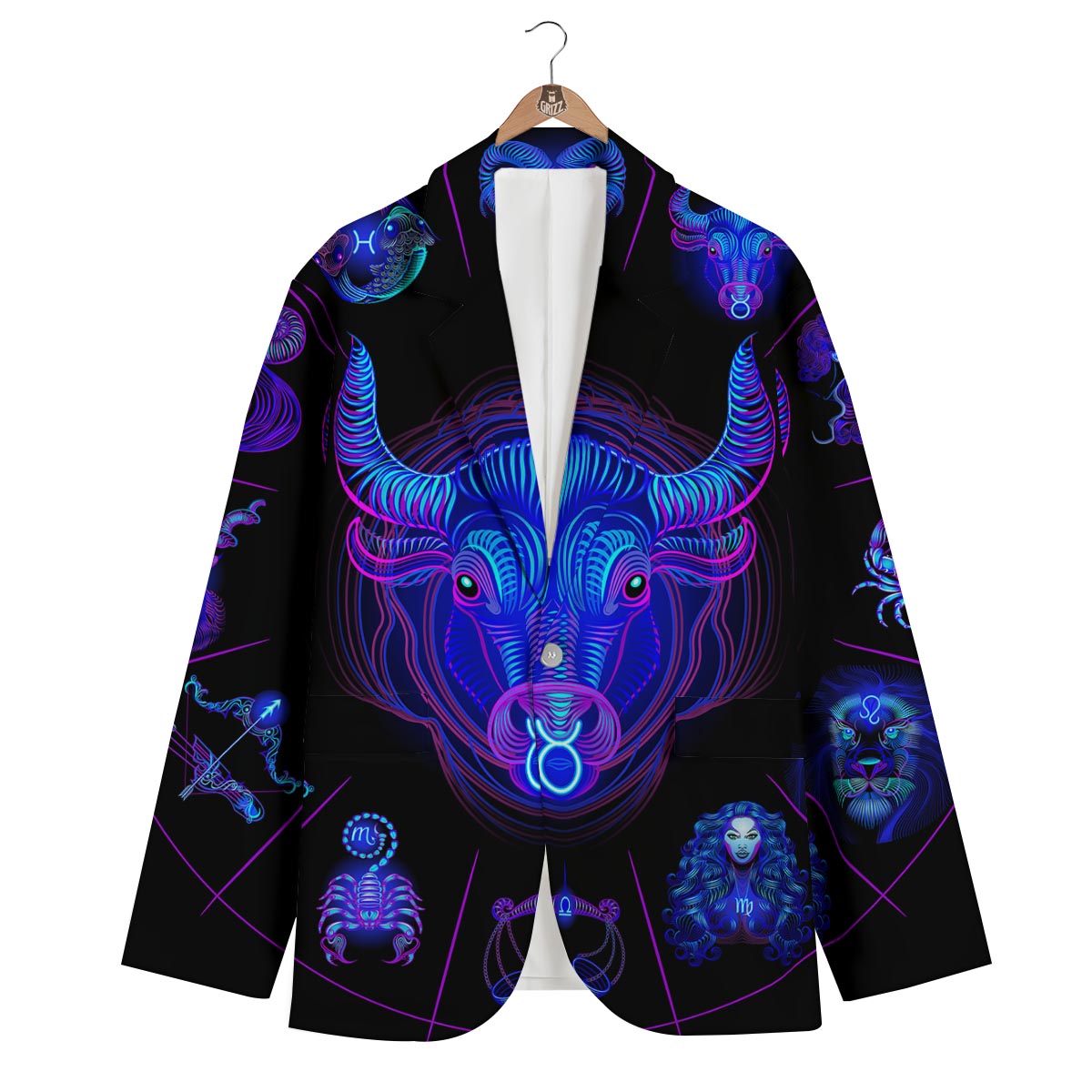Signs Astrological And Taurus Print Men's Blazer-grizzshop
