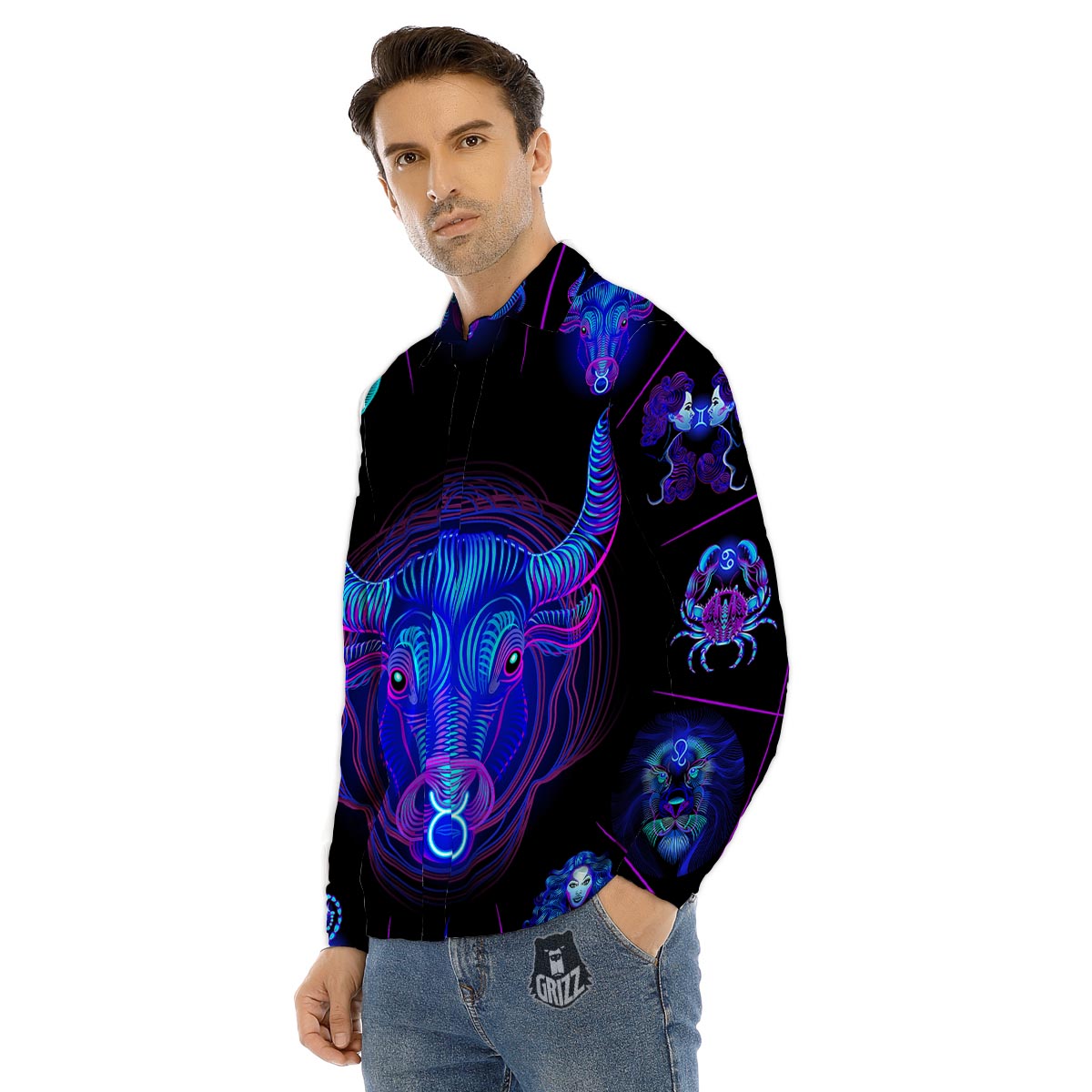 Signs Astrological And Taurus Print Men's Dress Shirts-grizzshop