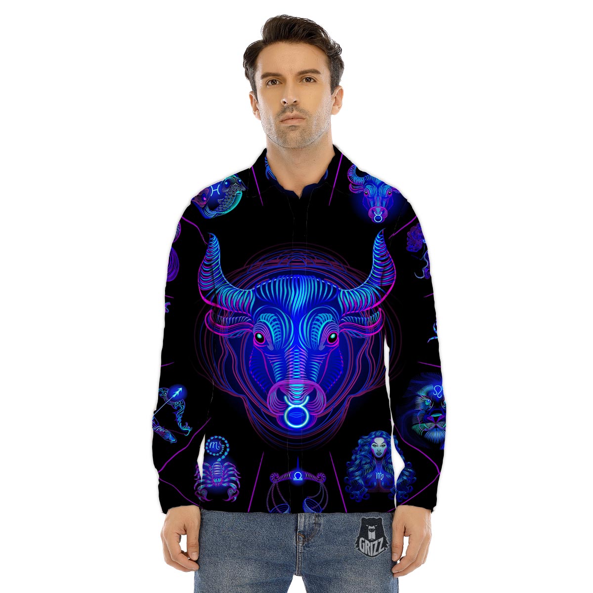 Signs Astrological And Taurus Print Men's Dress Shirts-grizzshop