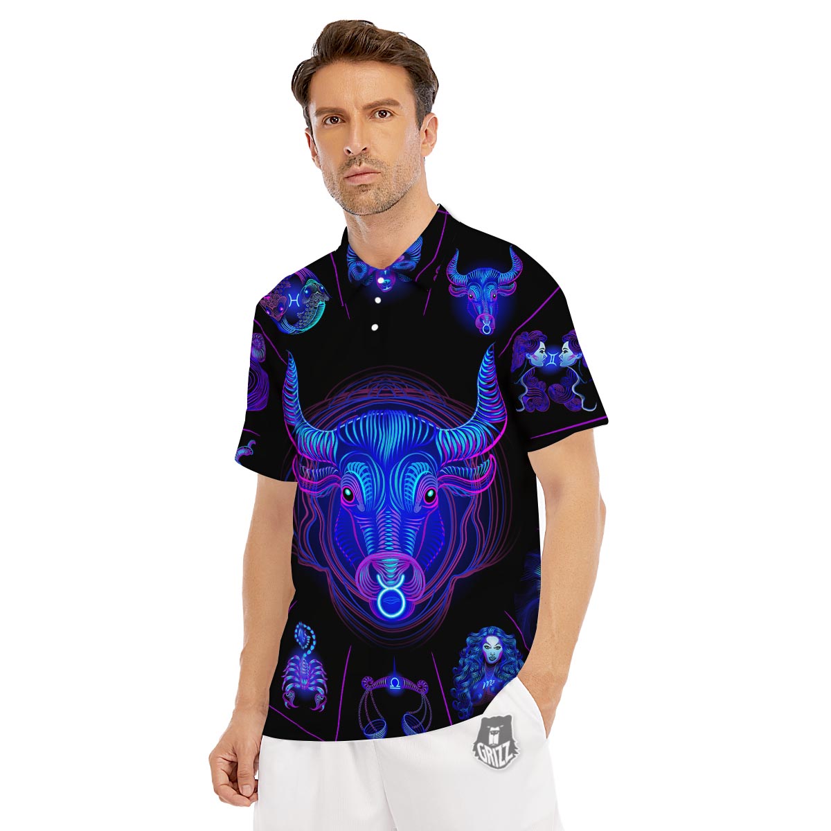 Signs Astrological And Taurus Print Men's Golf Shirts-grizzshop