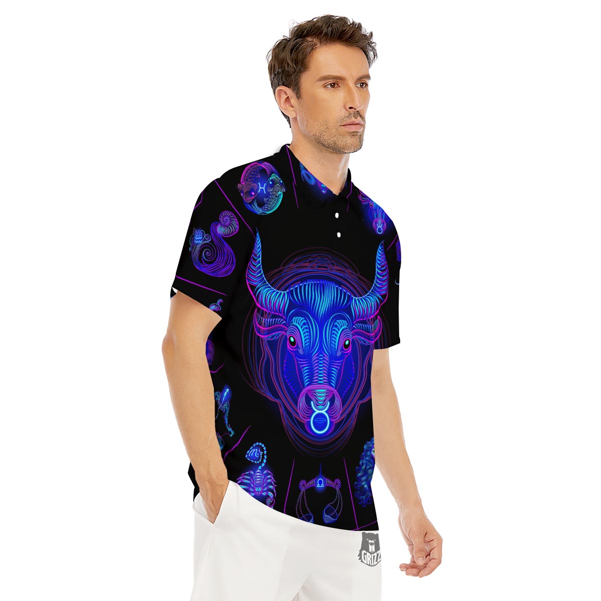 Signs Astrological And Taurus Print Men's Golf Shirts-grizzshop