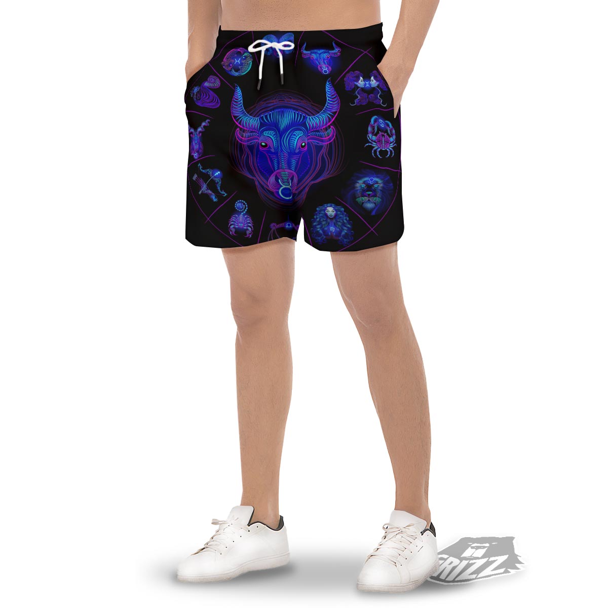 Signs Astrological And Taurus Print Men's Gym Shorts-grizzshop