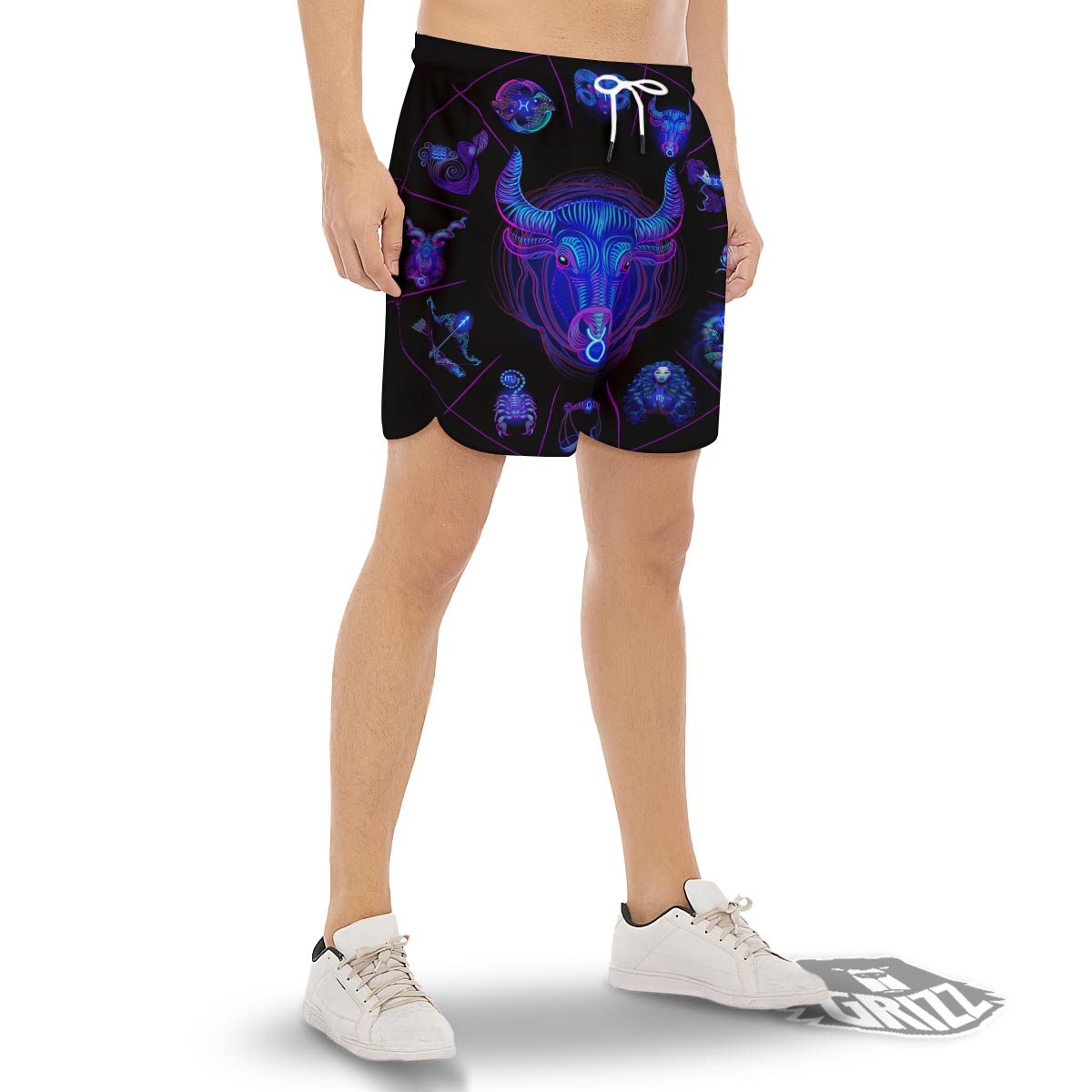 Signs Astrological And Taurus Print Men's Gym Shorts-grizzshop