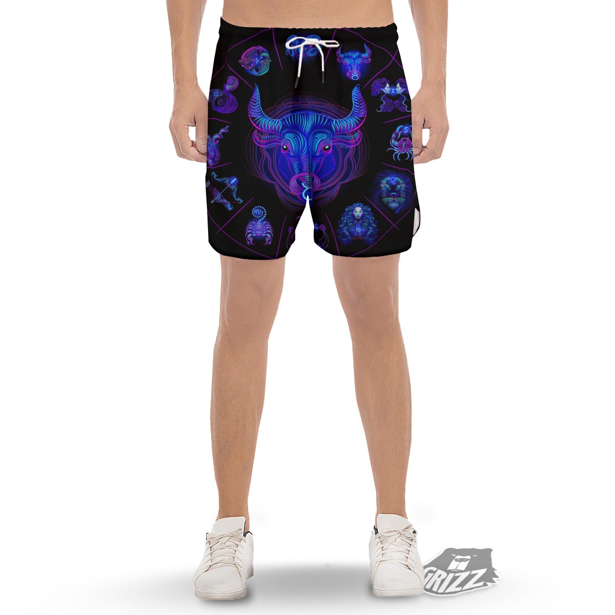 Signs Astrological And Taurus Print Men's Gym Shorts-grizzshop
