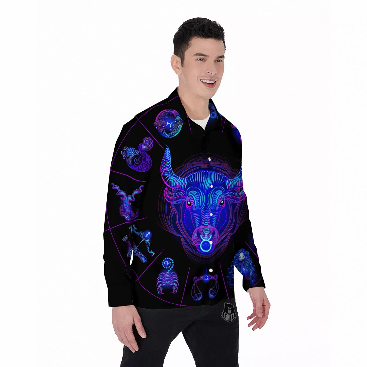 Signs Astrological And Taurus Print Men's Long Sleeve Shirts-grizzshop