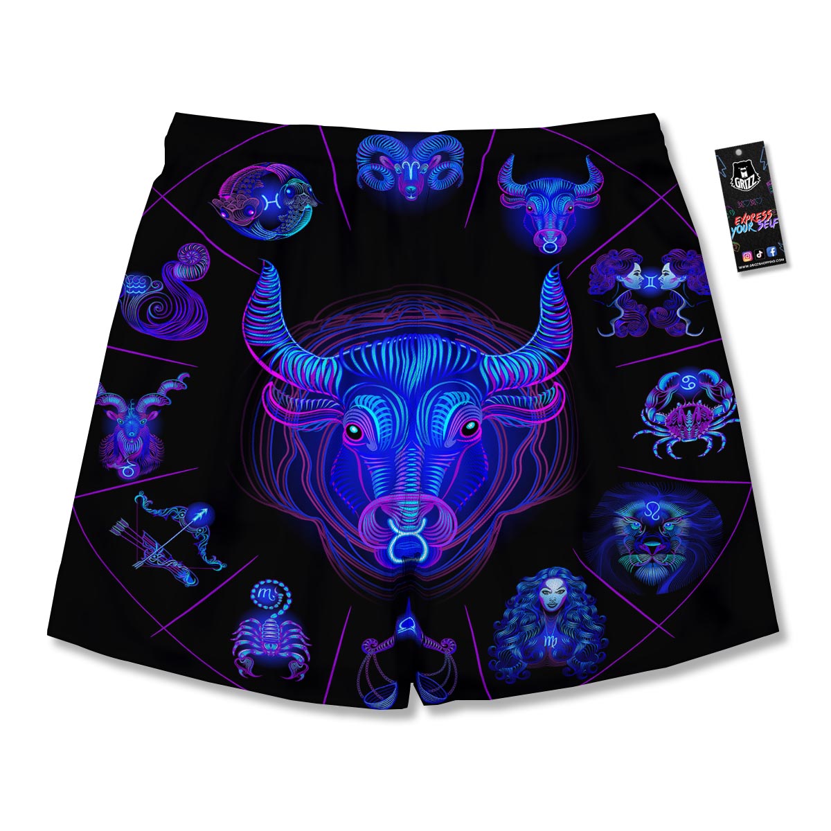 Signs Astrological And Taurus Print Men's Running Shorts-grizzshop