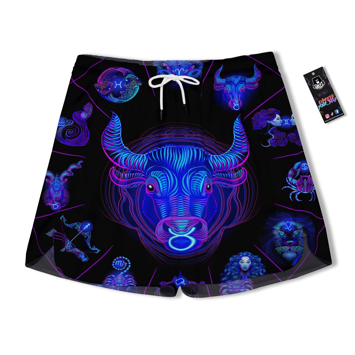 Signs Astrological And Taurus Print Men's Running Shorts-grizzshop