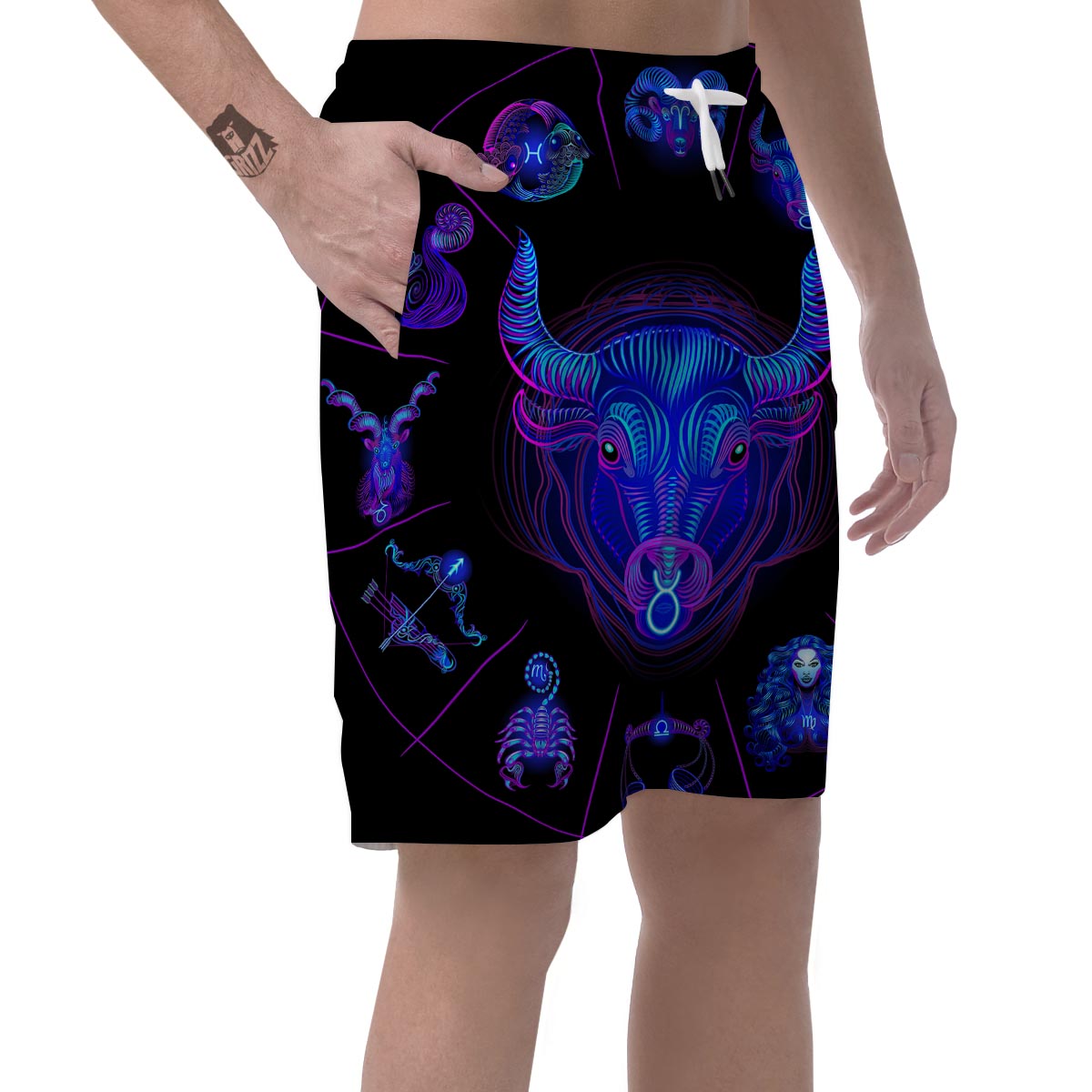 Signs Astrological And Taurus Print Men's Shorts-grizzshop