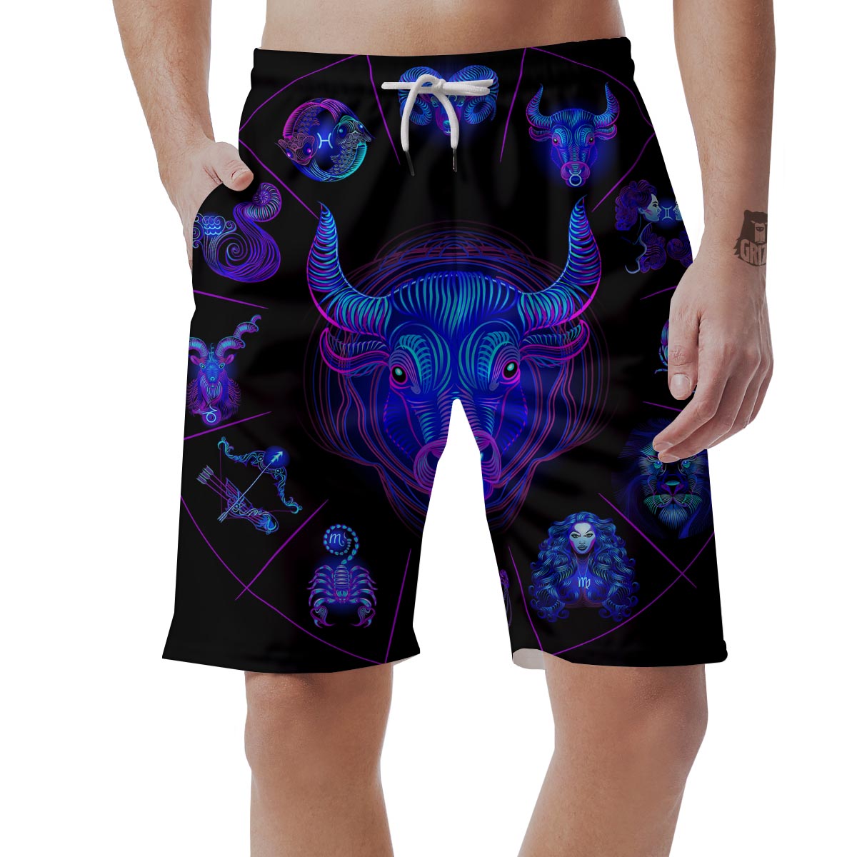 Signs Astrological And Taurus Print Men's Shorts-grizzshop