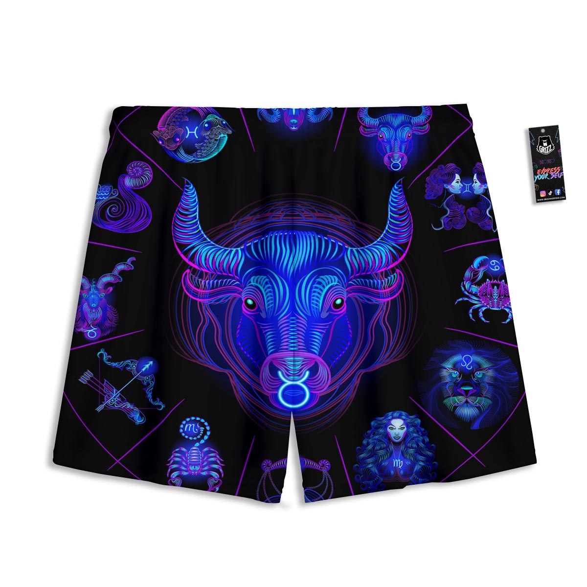 Signs Astrological And Taurus Print Mesh Shorts