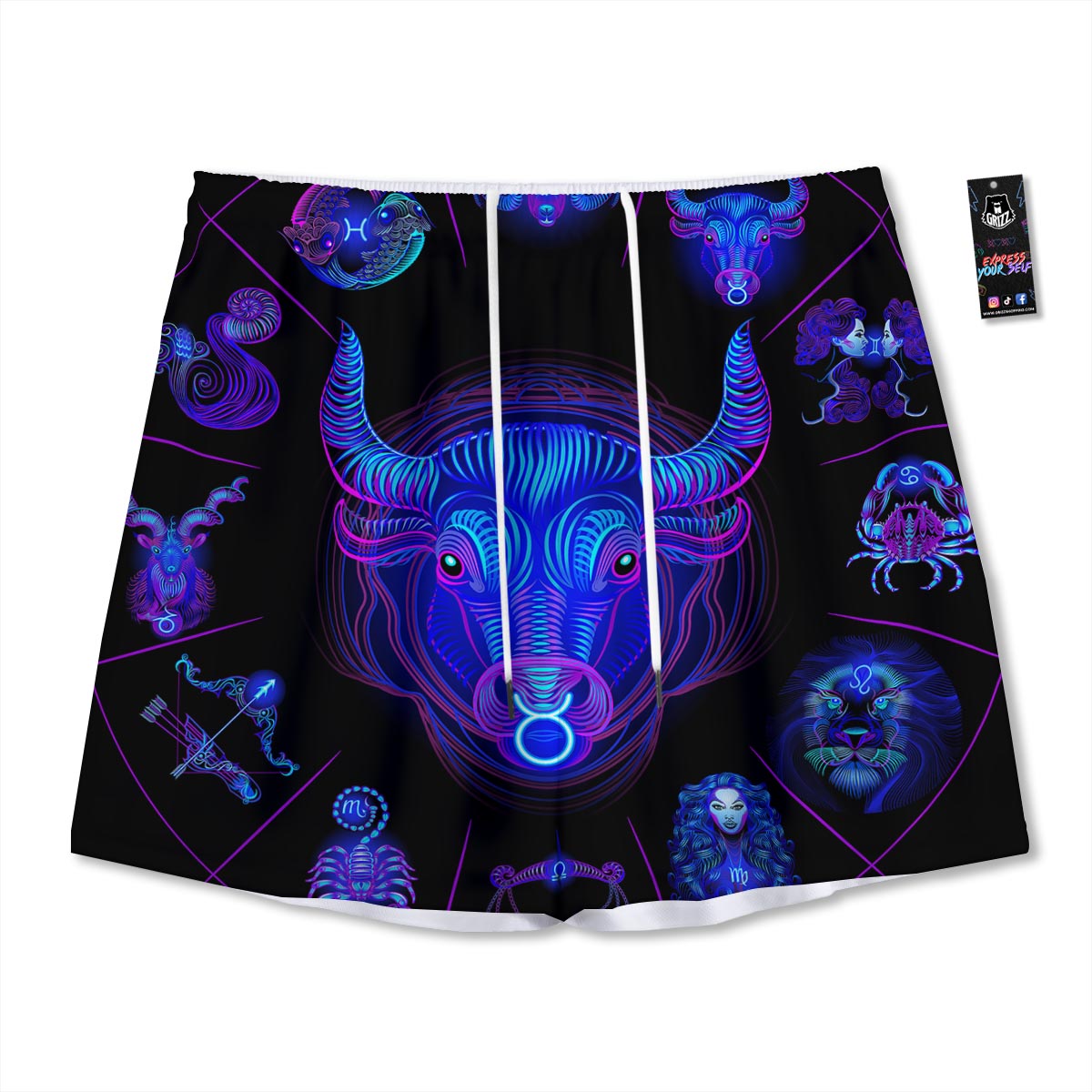 Signs Astrological And Taurus Print Mesh Shorts
