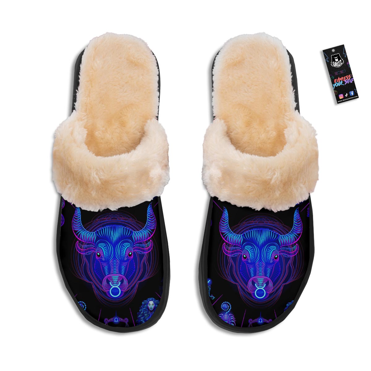 Signs Astrological And Taurus Print Slippers-grizzshop