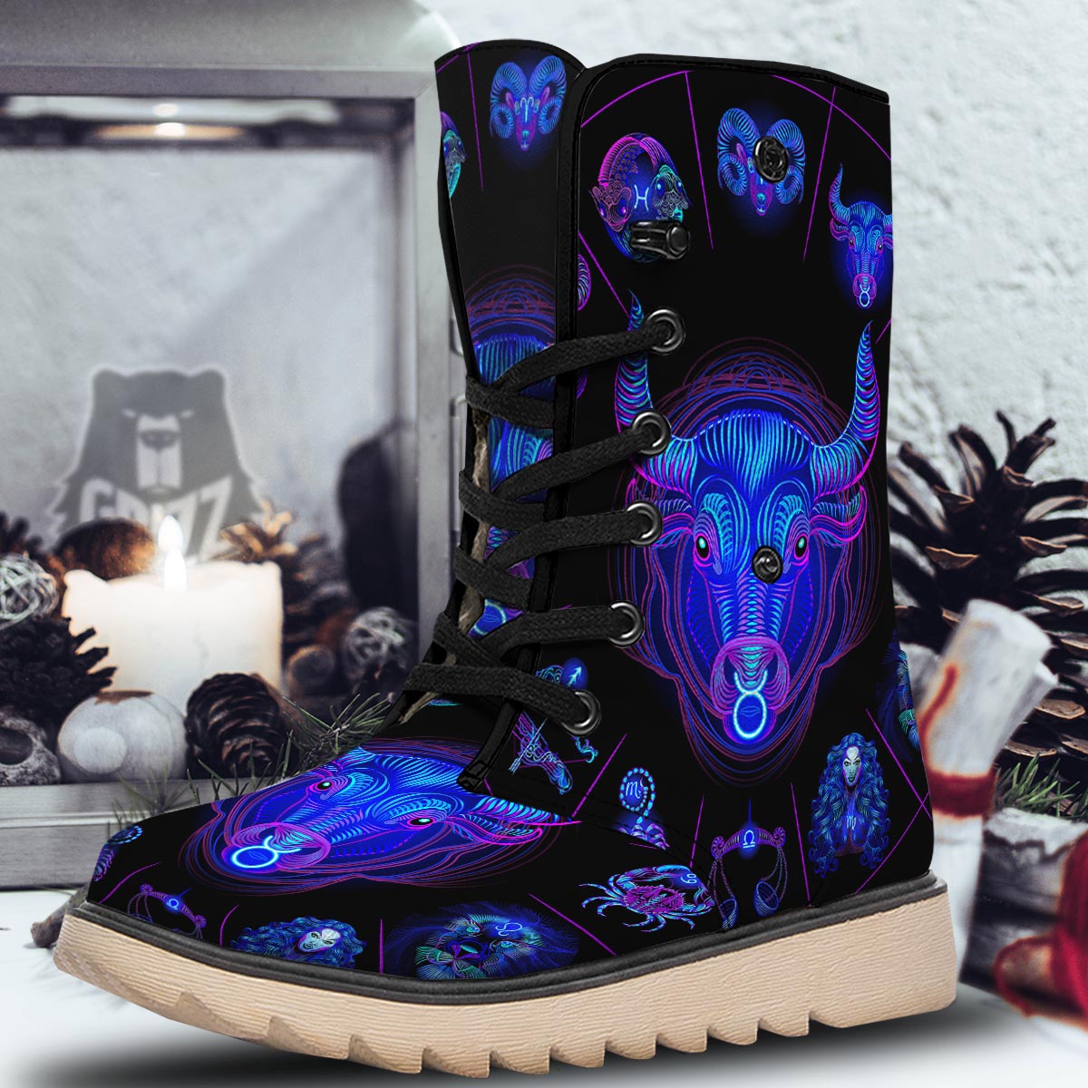 Signs Astrological And Taurus Print Snow Boots-grizzshop