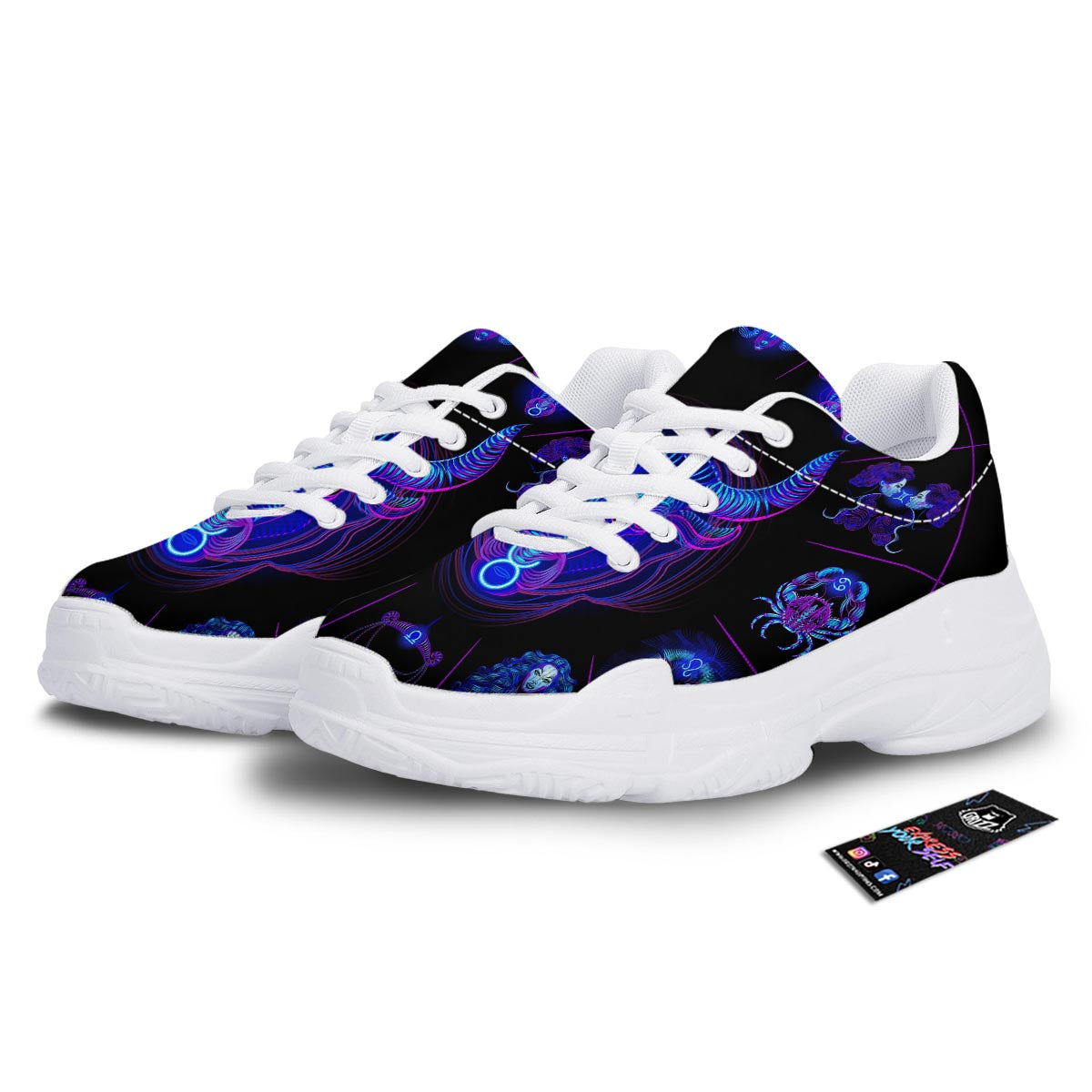 Signs Astrological And Taurus Print White Chunky Shoes-grizzshop