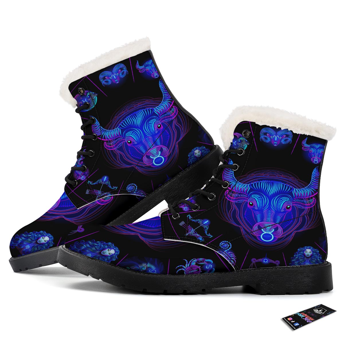 Signs Astrological And Taurus Print Winter Boots-grizzshop