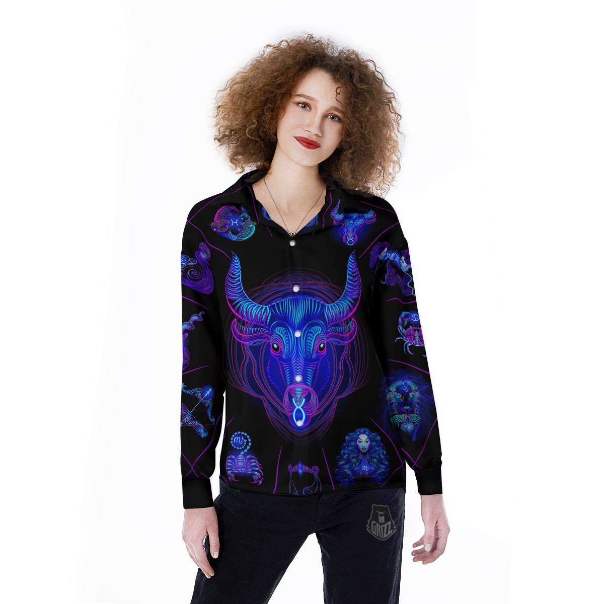 Signs Astrological And Taurus Print Women's Long Sleeve Shirts-grizzshop