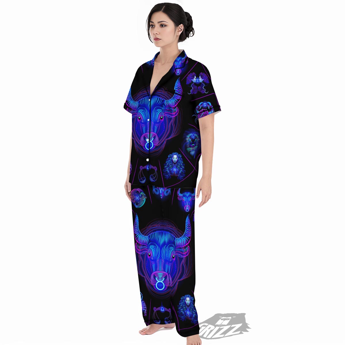 Signs Astrological And Taurus Print Women's Pajamas Set-grizzshop